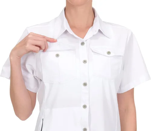 Vista 5 de Little Donkey Andy Camisa elástica de manga corta UPF50+ para mujer, de secado rápido, para senderismo, viajes, campamento