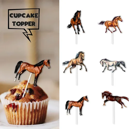 Vista 2 de 18 piezas de decoración de postre con purpurina marrón para decoración de fiesta de cumpleaños
