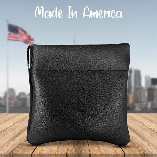 Vista 3 de Monedero clásico a presión, de cuero, para hombre de Nabobb, negro