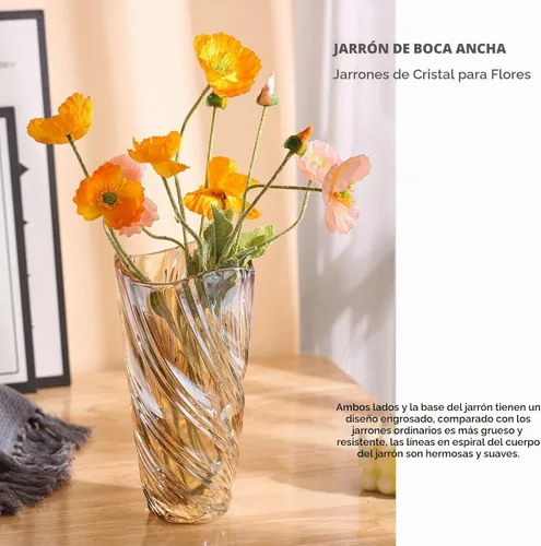 Vista 7 de Jarrón de cristal ámbar de 11.6 pulgadas, moderno y elegante jarrón decorativo en espiral para centro de mesa