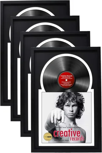 Vista 11 de Creative Picture Frames Marco de vinilo Jukebox de 16 x 24 pulgadas con doble paspartú, marco de álbum de discos LP para decoración de pared