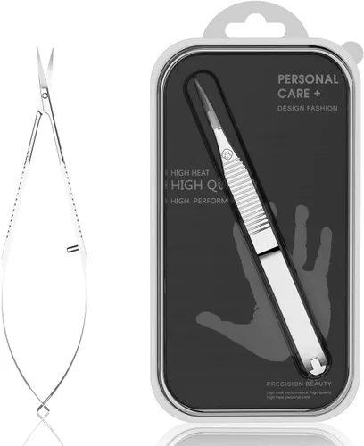 Vista 2 de ZIZZON Tijeras de cutículas extra finas curvadas profesionales precisas punta punta kit de aseo para cejas, pestañas, uñas y piel seca