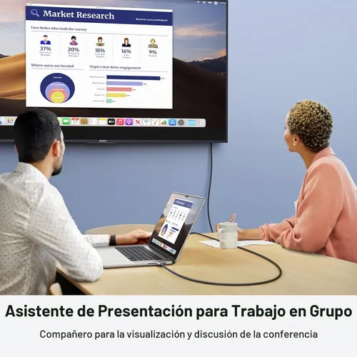 Vista 5 de UGREEN Cable USB C a HDMI (4K @60Hz) de 3.3 pies, adaptador tipo C a HDMI, Thunderbolt 4/3 a HDMI para oficina en casa, compatible con iPhone 17 Pro