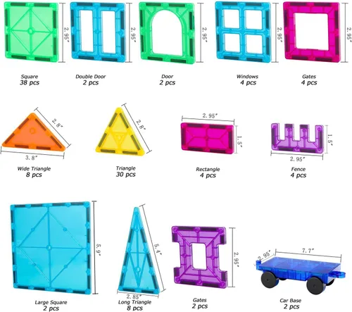 Vista 5 de Juego de azulejos magnéticos para automóvil, camión de juguete con imanes más fuertes, autos educativos con enganche reforzado y cama larga