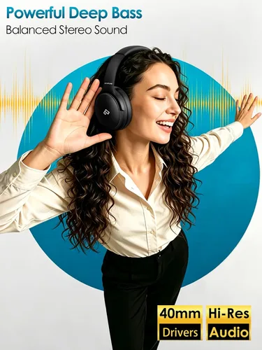 Vista 3 de INFURTURE Auriculares Over Ear con Cancelación Activa de Ruido, Auriculares Bluetooth Inalámbricos H1, Auriculares de Graves Profundos, Baja