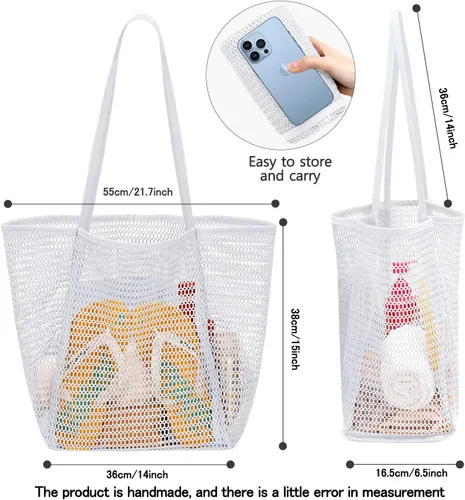 Vista 7 de hatisan Bolsa de playa de malla, bolsas de playa mejoradas para mujer, bolsa de malla, bolsa hobo, accesorios de playa