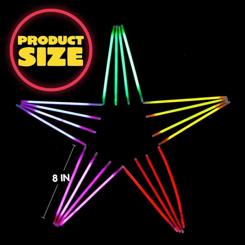 Vista 5 de JOYIN - 100 piezas de varillas brillantes de 8" en paquete a granel, suministros de fiesta de neón que brillan en la oscuridad, collares y pulseras
