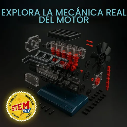 Vista 6 de Playz Kit de modelo de motor 6 en línea de trabajo - Construye tu propio