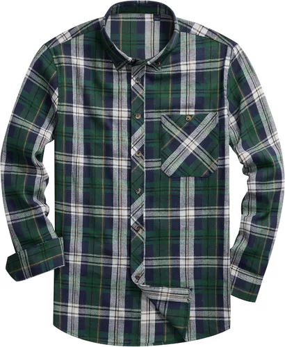 Vista 14 de Lion Nardo Camisas de Franela a Cuadros para Hombre de Manga Larga Camisas de Vestir para Hombre Casuales con Botones Abajo Tallas Grandes