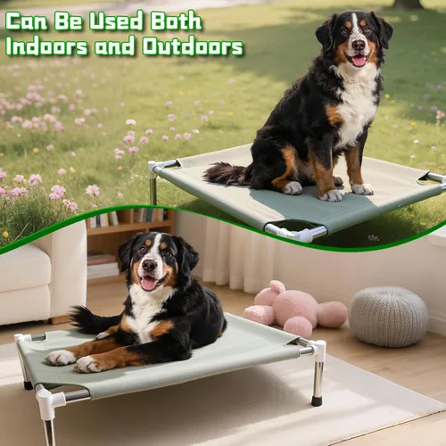 Vista 6 de Makerfire Cama elevada para perro, cuna elevada para interiores y exteriores, para perros medianos, cama desmontable para mascotas con pies