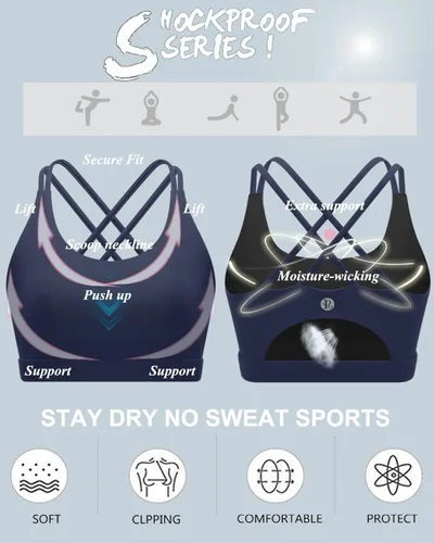 Vista 89 de Brasieres deportivos para mujer, con relleno, tipo camiseta sin mangas, sexis, con espalda cruzada, de alto impacto, largos, ideales para practicar