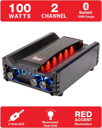Vista 4 de Dual Electronics DBTMA100 Amplificador Bluetooth Micro 2 Canales Clase D 100W peak power, up to 100ft Bluetooth range, 3.5mm AUX input, stereo RCA