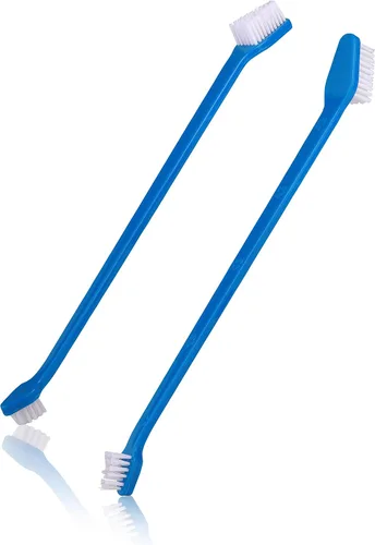 Vista 2 de Pets First Cepillo de dientes para perros de cerdas más suaves, extra grande, largo, doble cara para dientes pequeños y grandes, juego de 2