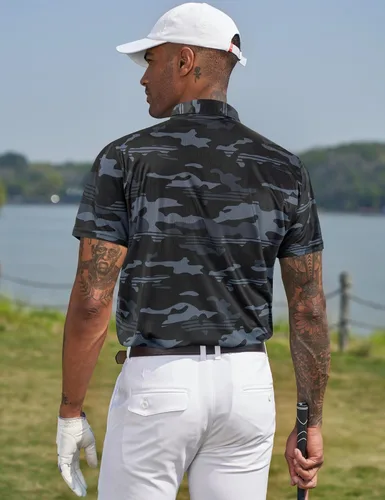 Vista 60 de TAPULCO Camisetas tipo polo de secado rápido para hombre, diseño de camuflaje, atléticas, ligeras, transpirables, casuales, para golf