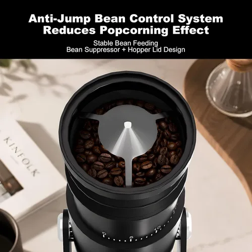 Vista 7 de Molinillo de café cónico, molinillo eléctrico de grano de café Negro