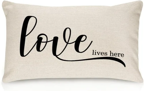 Vista 54 de Fundas de almohada lumbar de 12 x 18 pulgadas con citas divertidas de algodón y lino, para sofá, sala de estar, decoración de inauguración
