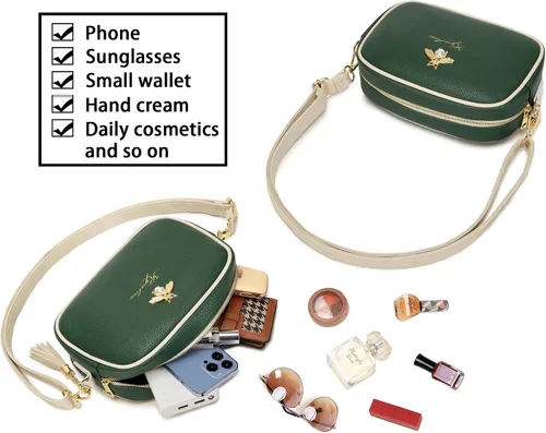 Vista 4 de Bolso cruzado pequeño para teléfono celular, bolso de hombro con borla para mujer