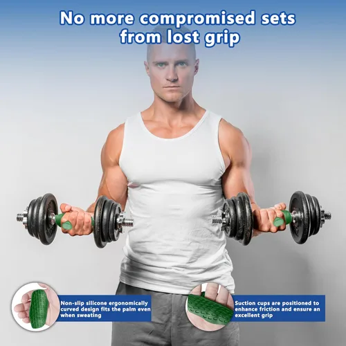 Vista 7 de Agarres de silicona para levantamiento de pesas, guantes de entrenamiento alternativos para hombres, agarre antideslizante para entrenamiento