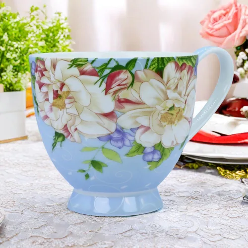 Vista 5 de Tazas de café de porcelana de hueso de 16oz para mujeres Tazas Flora Tazas de café y té Novedades Tazas de café para regalar a mujeres, mamá, amigas