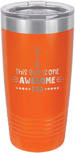 Vista 10 de This Guy Is One Awesome Dad Black Vaso de bebida de 20 oz con pajita Taza de viaje grabada con láser Comparar con Yeti Rambler Idea de regalo