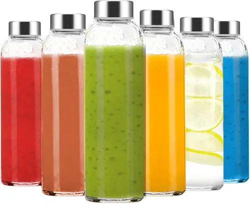 Vista 11 de Luxfuel Botellas de vidrio transparente con tapas, botellas de agua