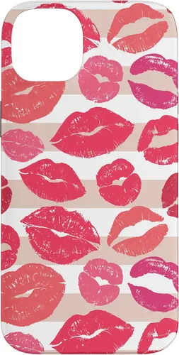 Vista 14 de iPhone 16 - Funda con diseño de beso y lápiz labial rosa