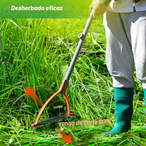 Vista 8 de Walensee Cortador de malezas y hierba con cuchilla dentada de doble filo, desmalezadora manual con mango de acero de 30 pulgadas, herramienta