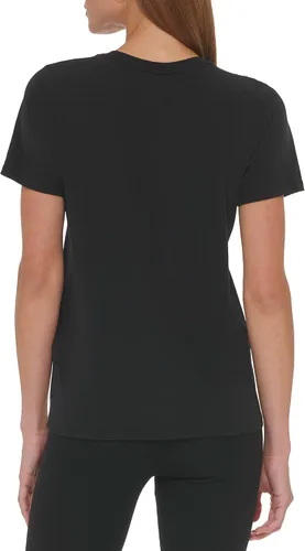 Vista 3 de DKNY Camiseta de mujer con cuello redondo y logotipo a rayas
