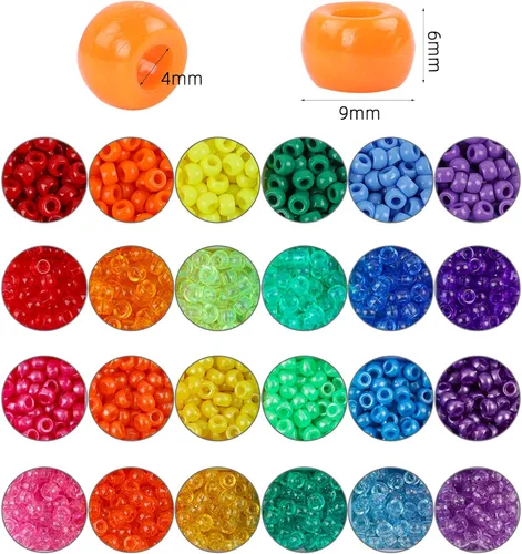 Vista 3 de Quefe 2880pcs 24 Colores 0.236x0.354 in Pony Beads Bulk para Pulseras