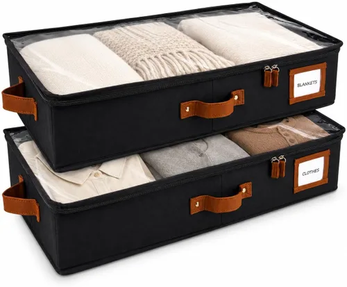 Vista 13 de HOMELUX THEORY 2 piezas de contenedores de almacenamiento debajo de la cama, organizador de cajones debajo de la cama con compartimentos y tapas
