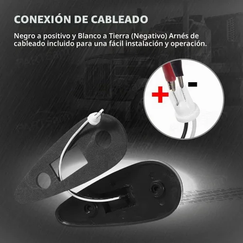 Vista 4 de Partsam Luz de cabina ámbar con forma de lágrima, 9 LED, 5 unidades, luz delantera y trasera superior para techo con paquete de cableado para Lente
