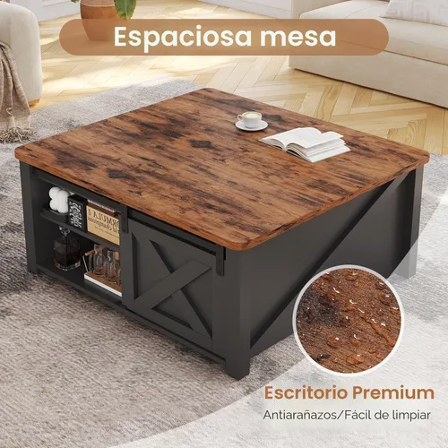 Vista 5 de SEDETA Mesa de Centro con Tapa Elevable de 31.5" con Almacenamiento, Mesas de Centro Cuadradas para Sala de Estar, Mesa de Centro Estilo Granja