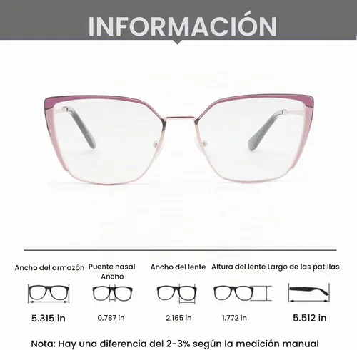 Vista 4 de Gafas de lectura con marco de metal de gran tamaño para mujer, diseño de ojo de gato a la moda