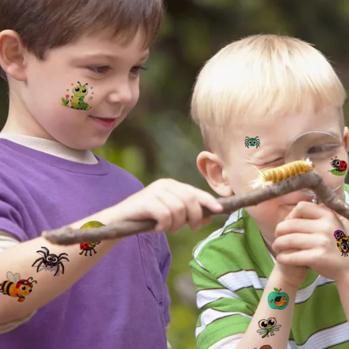 Vista 6 de CHARLENT 36 hojas de tatuajes temporales de animales para niños 232 Mixed Cute Animals Tattoo Stickers for Boys Girls Birthday Party