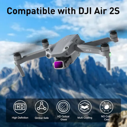 Vista 2 de Filtros ND para DJI Air 2S Drone, paquete de 4 filtros ND8 ND16 ND32 CPL compatibles con accesorios DJI Air 2S, densidad neutra y polarizador