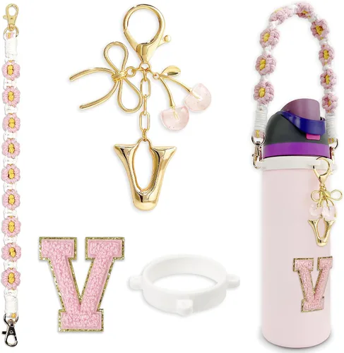 Vista 69 de Letter Handle Strap Accessories with Cute Initial Charm Compatible with Owala Water Bottle 24oz 32oz 40oz Owala Kids