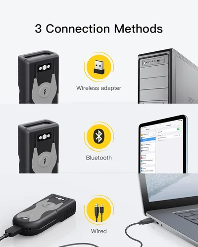 Vista 4 de Inateck Escáner de código de barras Bluetooth 1D Adaptador USB 2.4Ghz, exploración de pantalla, atajos exclusivos, BCST-43