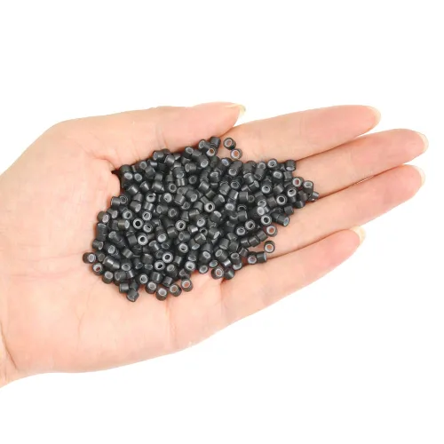 Vista 5 de 200Pcs 4mm Silicone Lined Micro Hair Extensions Beads, Black Negro
