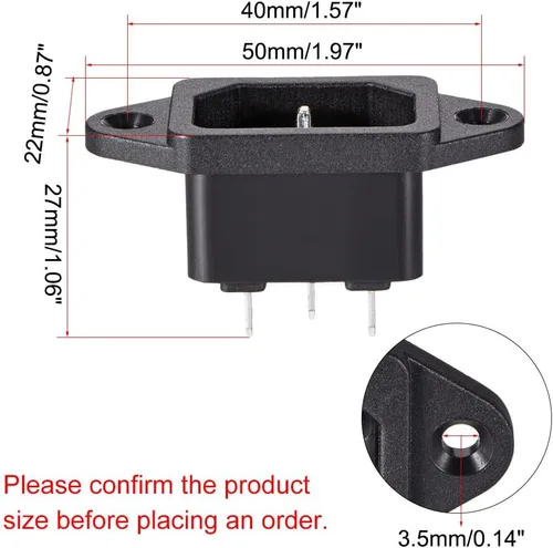 Vista 2 de uxcell Adaptador de enchufe de montaje en panel AC 250V 10A C14 3 pines IEC Módulo de entrada Enchufe Conector de alimentación recto Pack de 4