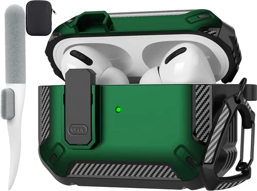 Vista 43 de Maxjoy Funda para AirPods Pro 3 2025, MagSafe compatible con bloqueo automático, funda protectora a prueba de golpes con soporte para teléfono