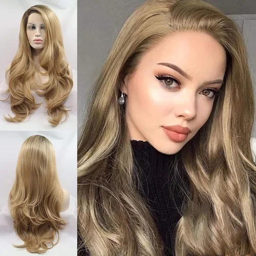 Vista 36 de 613 Peluca rubia realista sin pegamento con encaje frontal, peluca ondulada larga para mujeres blancas, 613 HD con encaje frontal, línea de cabello