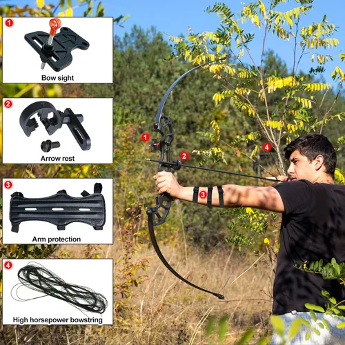 Vista 3 de D&Q Recurve Bow and Arrow Set for Adults Beginner, Archery Recurve Bow Set with Aluminum Alloy Bow Riser, Right Hand Takedown Bows for Training Negro