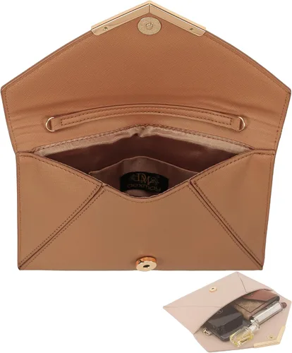 Vista 6 de Dexmay - Bolso de mano tipo sobre para mujer, tamaño mediano, de piel saffiano, plegable