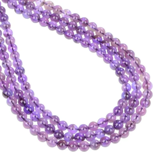 Vista 5 de 200 cuentas redondas sueltas de piedra preciosa de amatista natural de 6mm para fabricación de joyas con cordón elástico de cristal