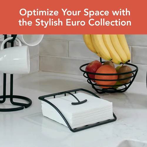 Vista 2 de Spectrum Servilletero europeo para mesa, organizador de cocina, para mostrador, mesa de comedor, moderno dispensador de servilletas plano de metal