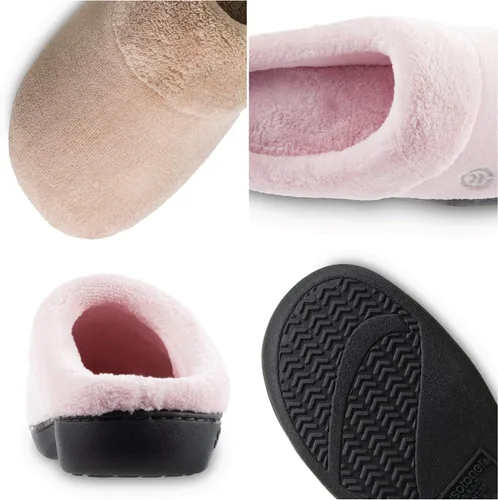 Vista 6 de isotoner Pantuflas de rizo con capucha para mujer con espuma viscoelástica suave, soporte de arco cómodo y suela para interiores y exteriores