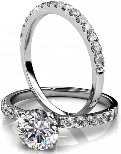 Vista 6 de Diamond Jewelry - Anillo de plata de ley 925 con moissanita creada en 3 quilates para mujer, anillo de compromiso de boda con acabado de oro rosa