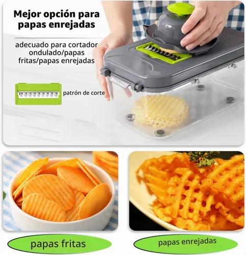 Vista 2 de Miibox Picadora de verduras con recipiente, 22 en 1, picadoras y cortadoras de alimentos para cebolla, tomate, herramienta de cocina múltiple