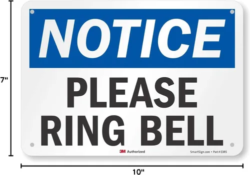 Vista 5 de Letrero "Aviso - Please Ring Bell" de SmartSign 7 x 10 pulgadas aluminio reflectante 3M