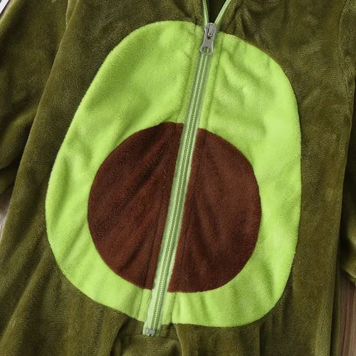 Vista 6 de Lindo disfraz de aguacate de halloween unisex para bebés y niños pequeños, disfraces de terciopelo